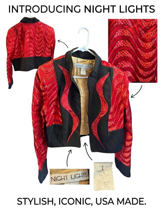 Jackets & Blazers - Vintage Night Lights Silk Blend Cropped Bolero Jacket 12 Made in USA Avant Garde
